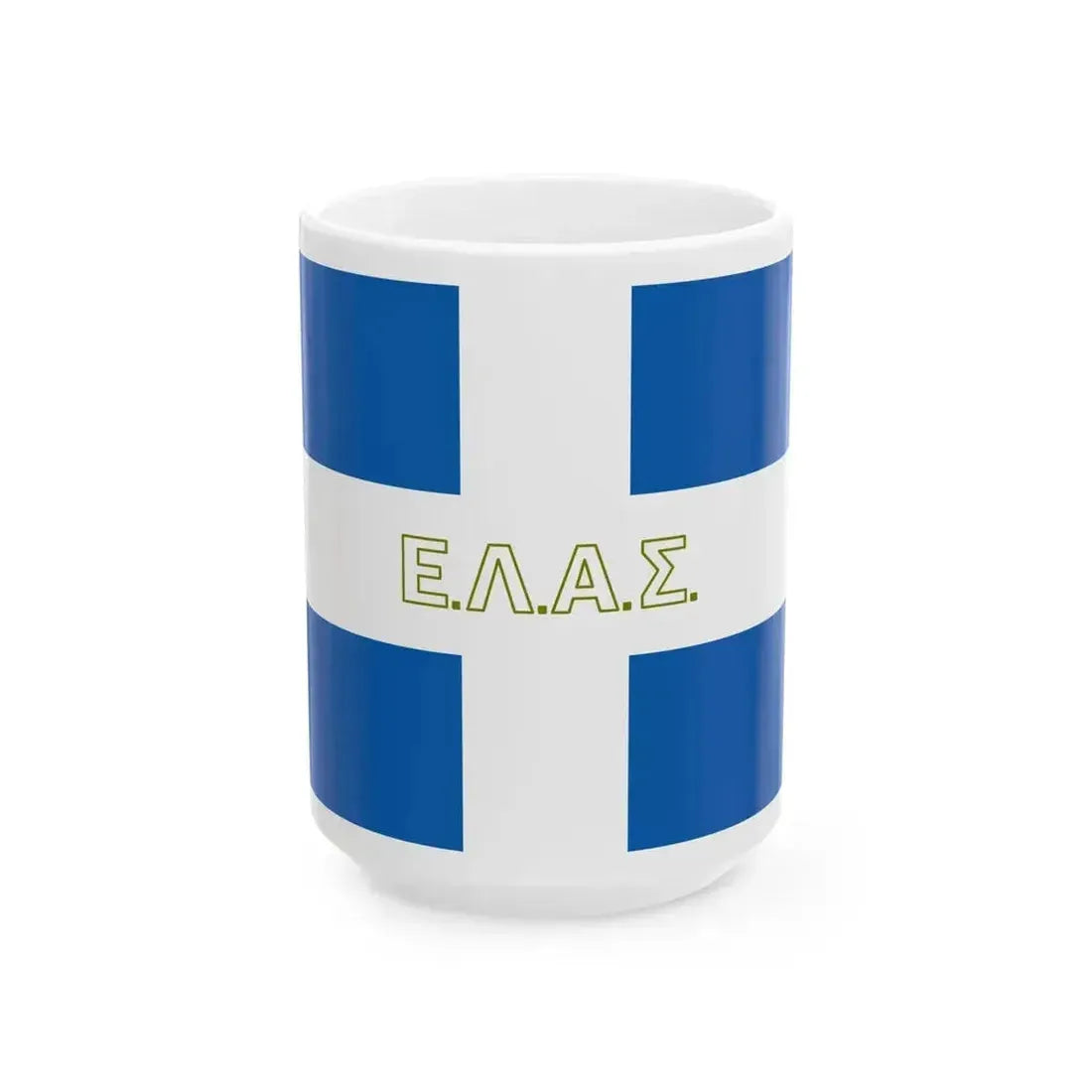 ELAS flag (Greece) White Coffee Mug 15oz - Go Mug Yourself