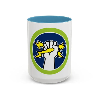 Electricity (Boy Scout Merit Badge) Accent Coffee Mug 15oz Light Blue - Go Mug Yourself
