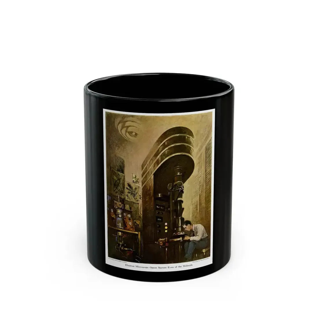 Electron Microscope, 1945 - Black Coffee Mug 11oz - Go Mug Yourself