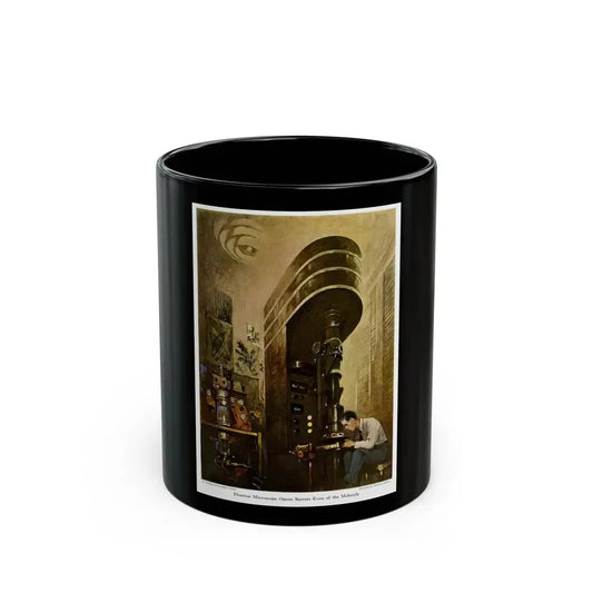 Electron Microscope, 1945 - Black Coffee Mug 11oz - Go Mug Yourself