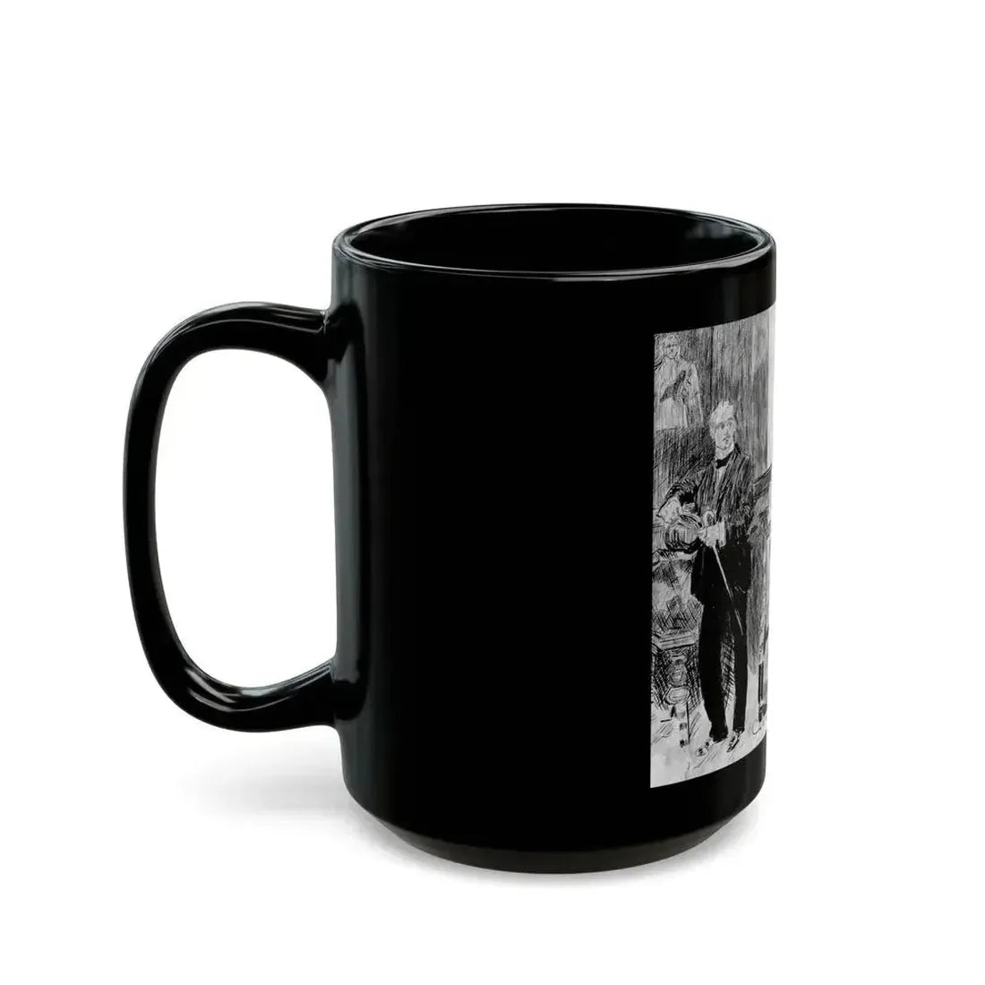 Elegant interior with man and woman - Black Coffee Mug - Go Mug Yourself