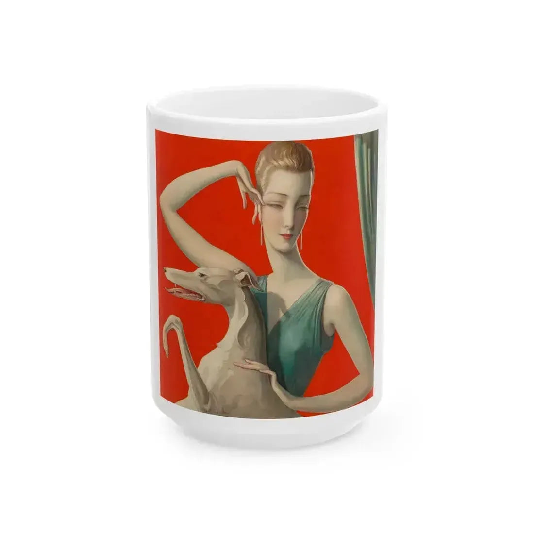 Elegant Woman and Afghan - White Coffee Mug 15oz - Go Mug Yourself
