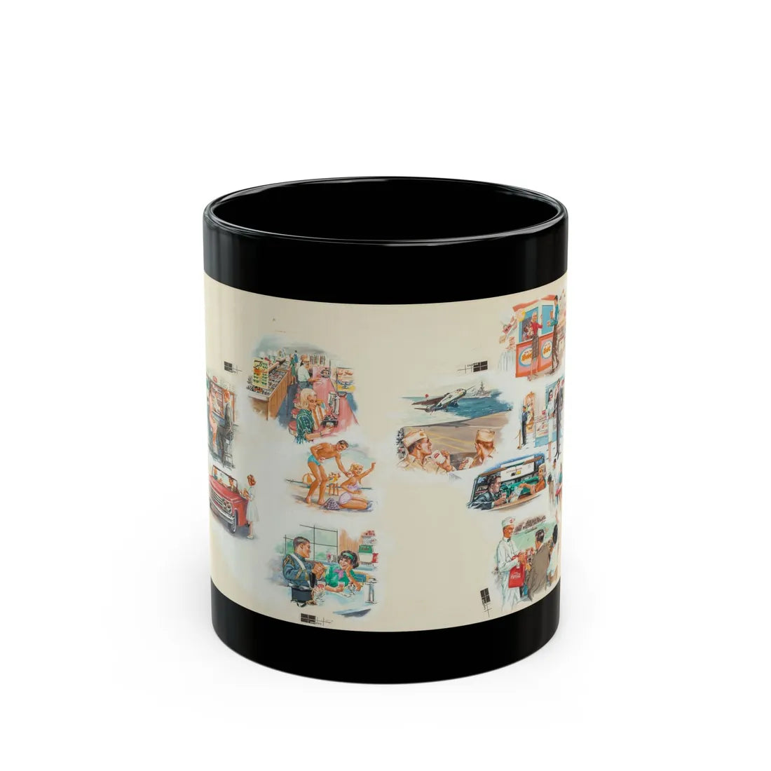 Eleven Vignettes, Coca-Cola advertisements, 1966 - Black Coffee Mug 11oz - Go Mug Yourself