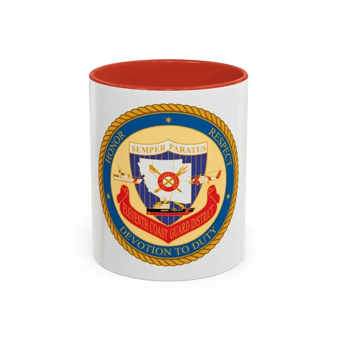 ELEVENTH COAST GUARD DISTRICT (U.S. Coast Guard) Accent Coffee Mug 11oz Red - Go Mug Yourself