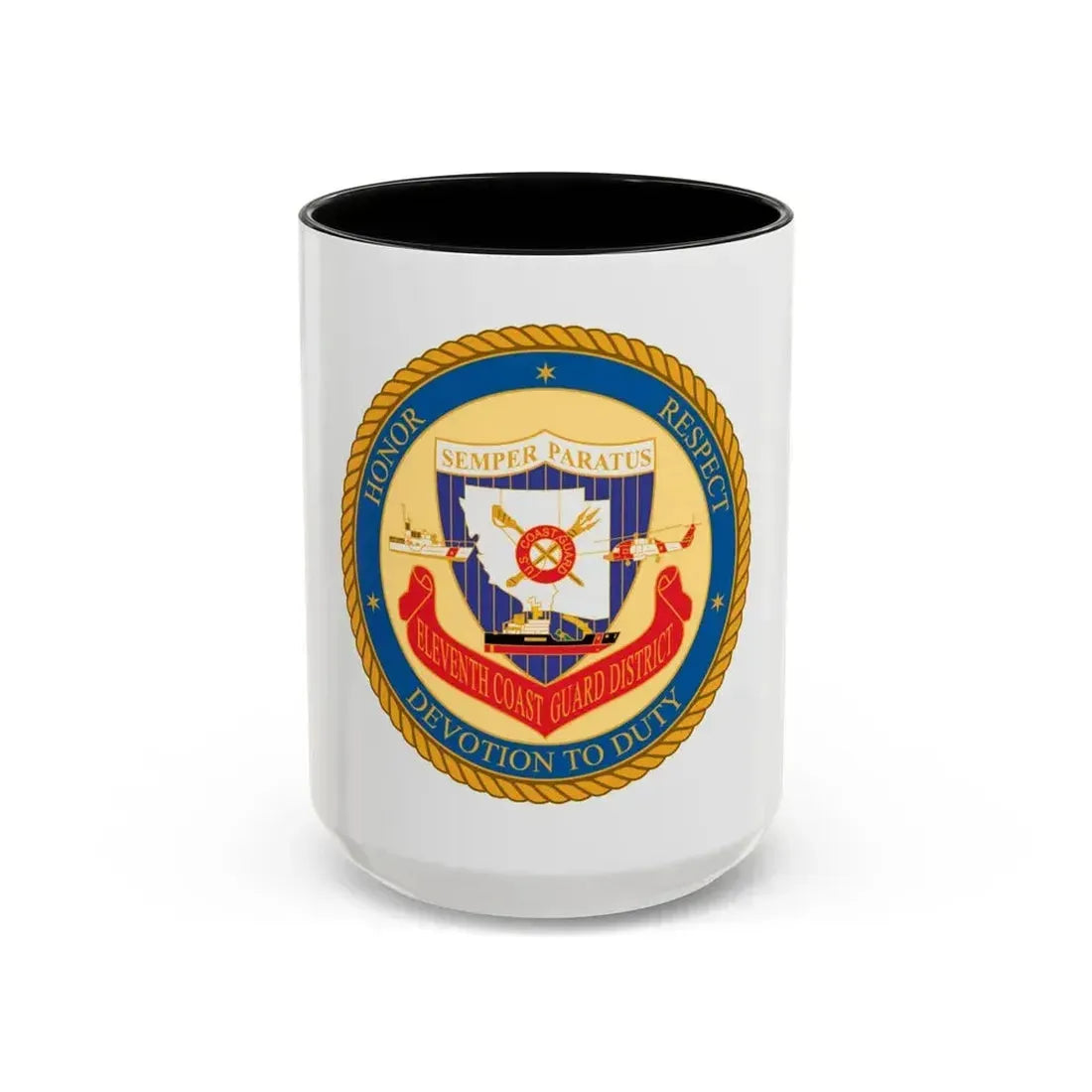 ELEVENTH COAST GUARD DISTRICT (U.S. Coast Guard) Accent Coffee Mug 15oz Black - Go Mug Yourself