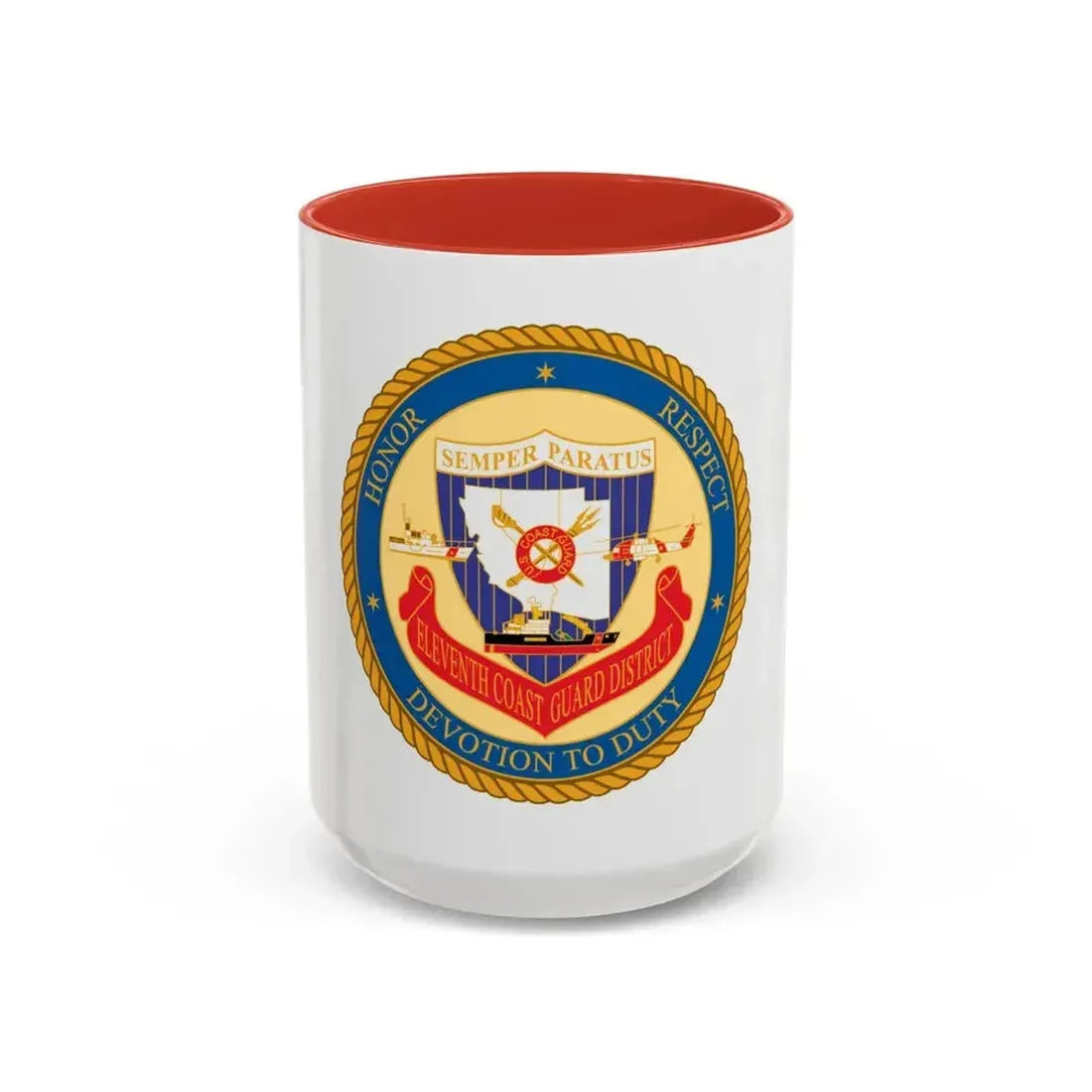 ELEVENTH COAST GUARD DISTRICT (U.S. Coast Guard) Accent Coffee Mug 15oz Red - Go Mug Yourself