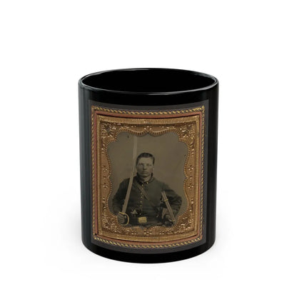 Elias Teeple In Union Uniform With Saber And Smith And Wesson Revolver (U.S. Civil War) Black Coffee Mug-11oz-Go Mug Yourself