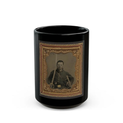 Elias Teeple In Union Uniform With Saber And Smith And Wesson Revolver (U.S. Civil War) Black Coffee Mug-15oz-Go Mug Yourself