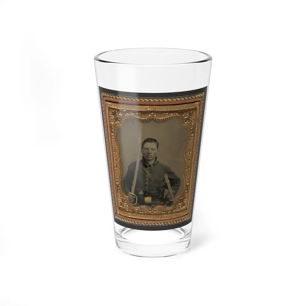 Elias Teeple In Union Uniform With Saber And Smith And Wesson Revolver (U.S. Civil War) Pint Glass 16oz-16oz-Go Mug Yourself