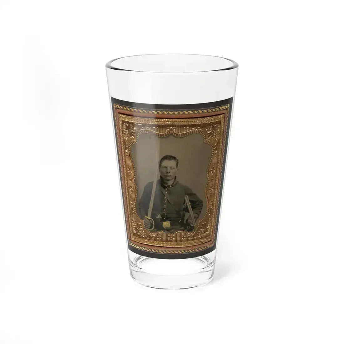 Elias Teeple In Union Uniform With Saber And Smith And Wesson Revolver (U.S. Civil War) Pint Glass 16oz 16oz - Go Mug Yourself