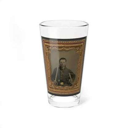 Elias Teeple In Union Uniform With Saber And Smith And Wesson Revolver (U.S. Civil War) Pint Glass 16oz 16oz - Go Mug Yourself