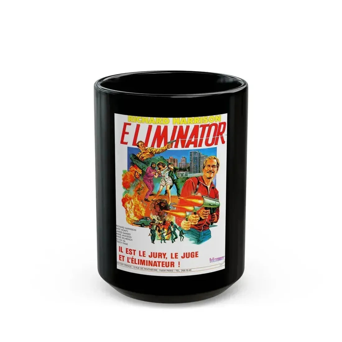 ELIMINATOR (BLOOD DEBTS) 1985 Movie Poster - Black Coffee Mug 15oz - Go Mug Yourself