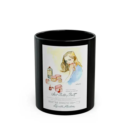 Elizabeth Arden advt, Start Building Beauty, 1948 - Black Coffee Mug 11oz - Go Mug Yourself