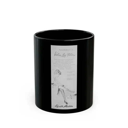 Elizabeth Arden advt, Velva Leg Film, 1944 - Black Coffee Mug 11oz - Go Mug Yourself