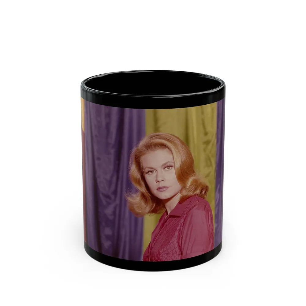 Elizabeth Montgomery #102 (Vintage Female Icon) Black Coffee Mug-11oz-Go Mug Yourself