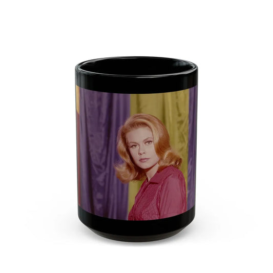 Elizabeth Montgomery #102 (Vintage Female Icon) Black Coffee Mug-15oz-Go Mug Yourself