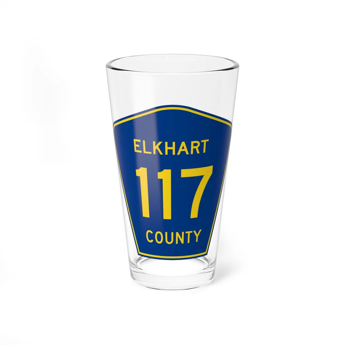 Elkhart County Road 117 IN (Indiana) (Road Sign) Pint Glass 16oz 16oz - Go Mug Yourself