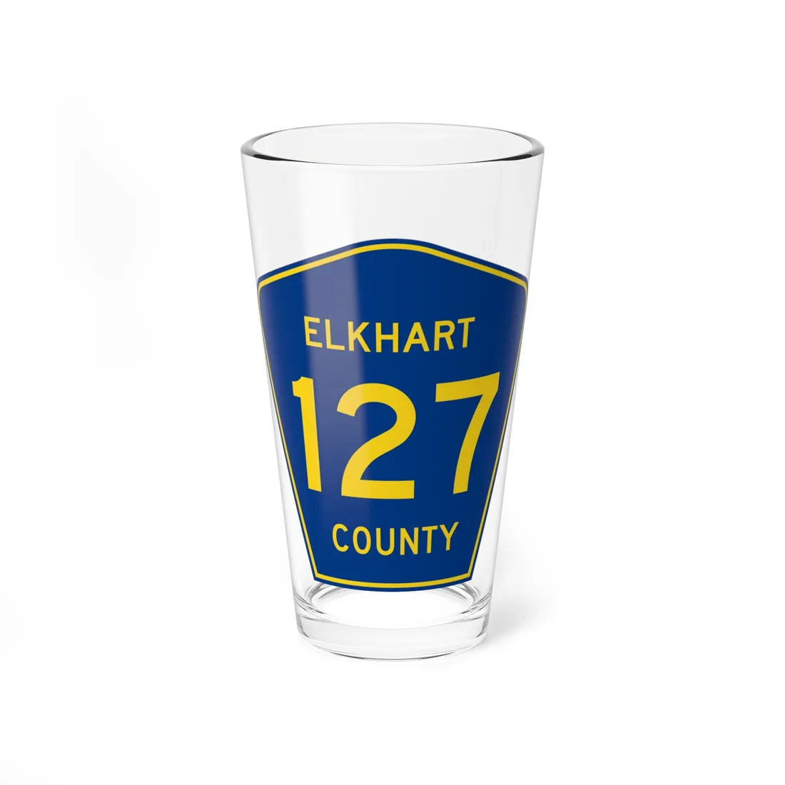 Elkhart County Road 127 IN (Indiana) (Road Sign) Pint Glass 16oz 16oz - Go Mug Yourself