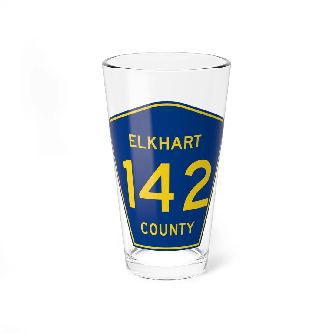 Elkhart County Road 142 IN (Indiana) (Road Sign) Pint Glass 16oz 16oz - Go Mug Yourself
