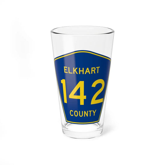 Elkhart County Road 142 IN (Indiana) (Road Sign) Pint Glass 16oz 16oz - Go Mug Yourself