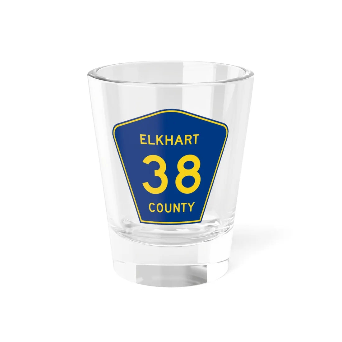 Elkhart County Road 38 IN (Indiana) (Road Sign) Shot Glass 1.5oz 1.5oz - Go Mug Yourself