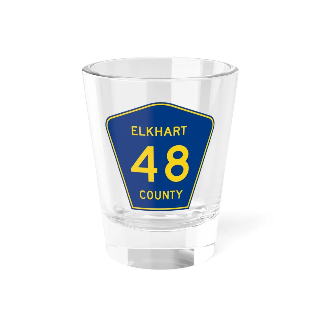 Elkhart County Road 48 IN (Indiana) (Road Sign) Shot Glass 1.5oz 1.5oz - Go Mug Yourself