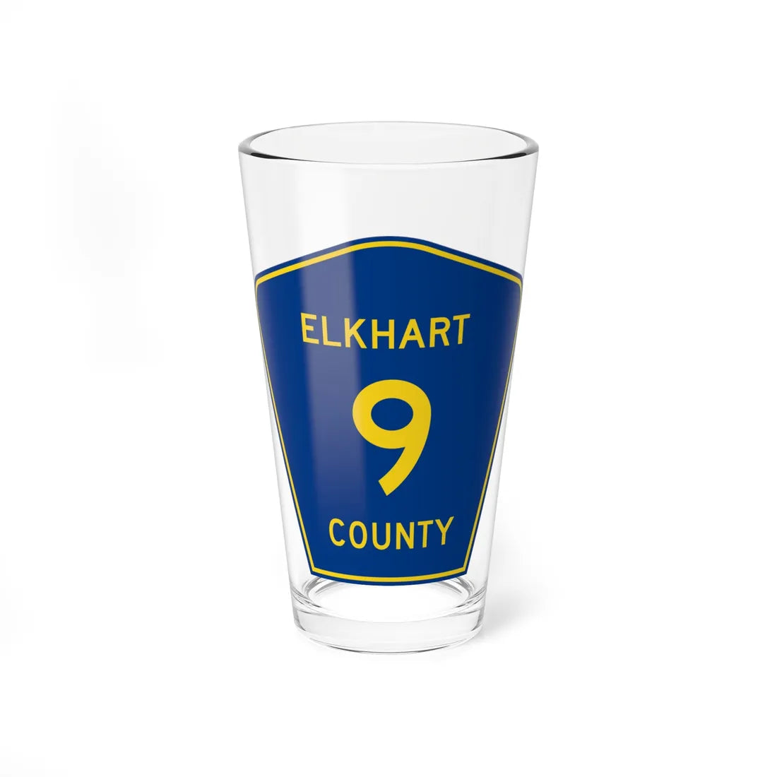 Elkhart County Road 9 IN (Indiana) (Road Sign) Pint Glass 16oz 16oz - Go Mug Yourself