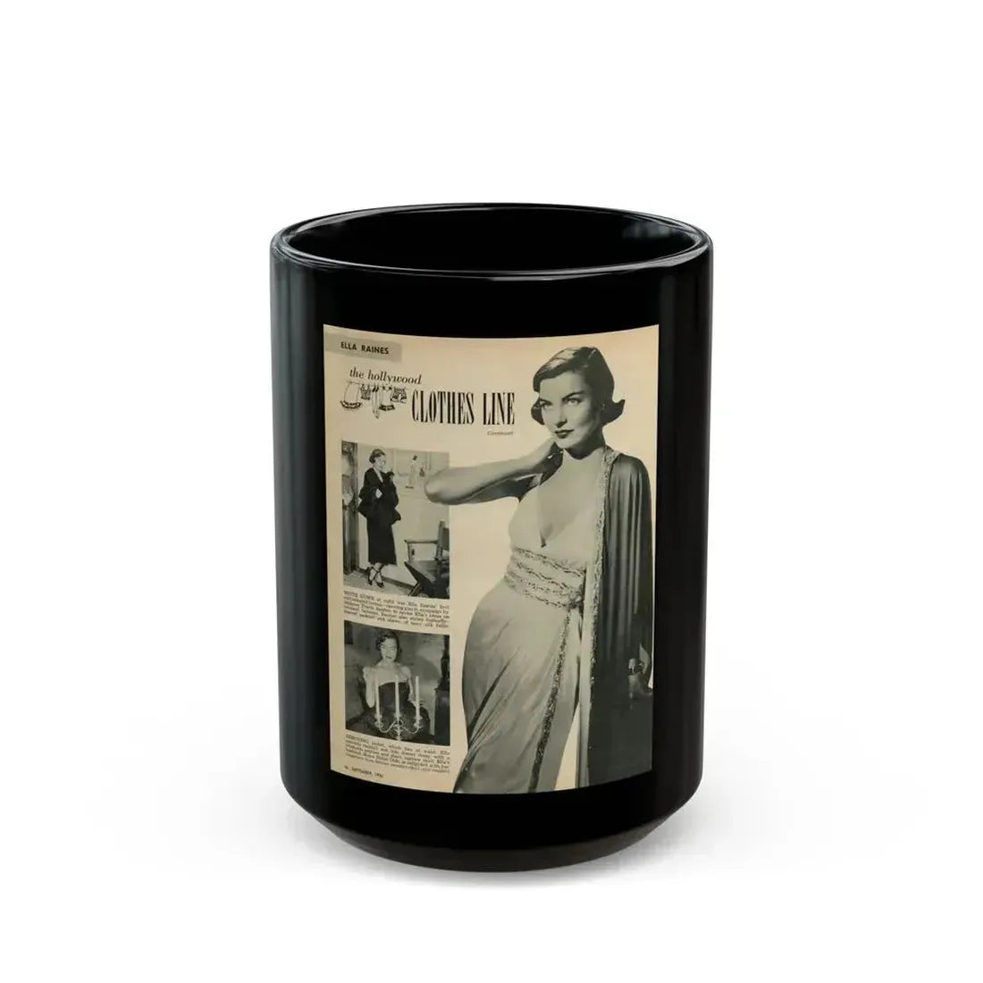Ella Raines #202 (Vintage Female Icon) Black Coffee Mug 15oz - Go Mug Yourself