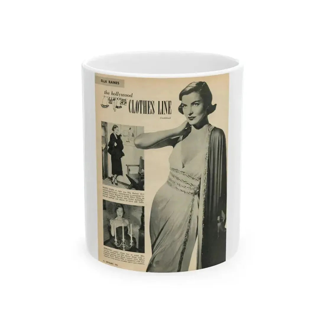 Ella Raines #202 (Vintage Female Icon) White Coffee Mug 11oz - Go Mug Yourself