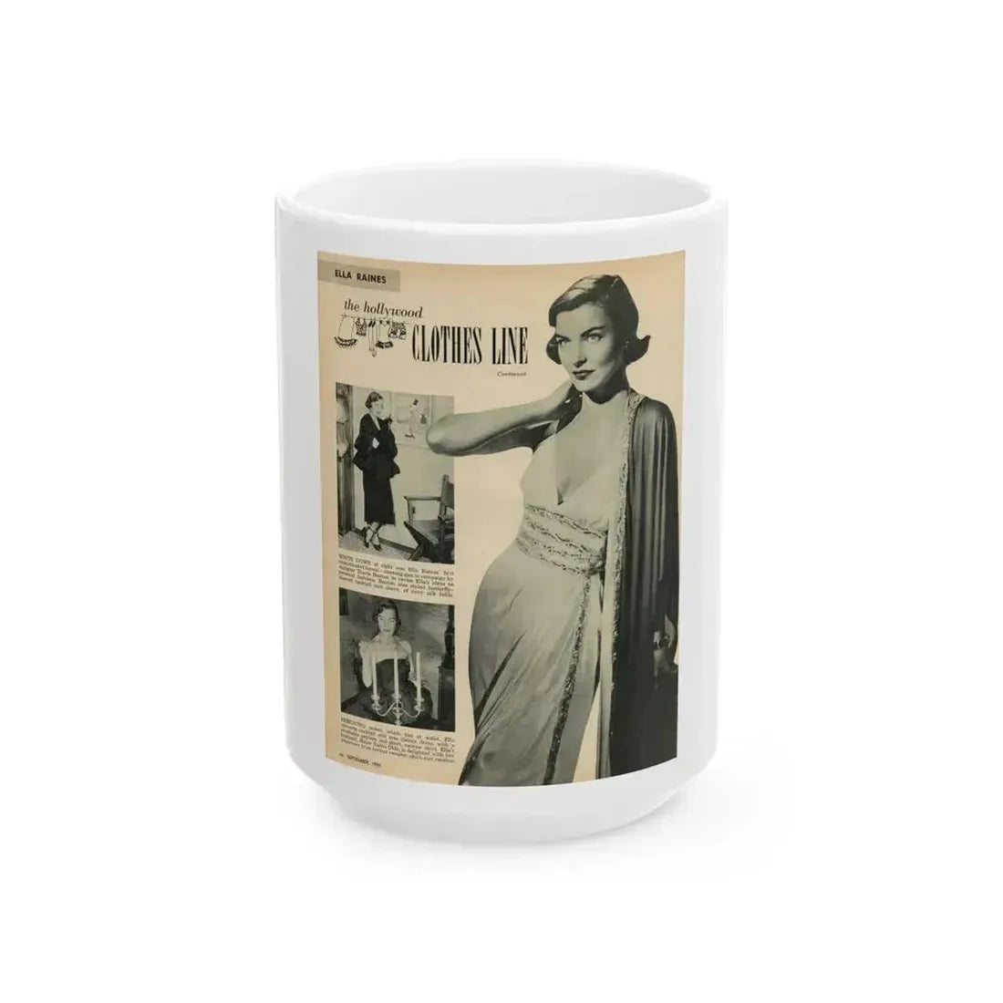 Ella Raines #202 (Vintage Female Icon) White Coffee Mug 15oz - Go Mug Yourself