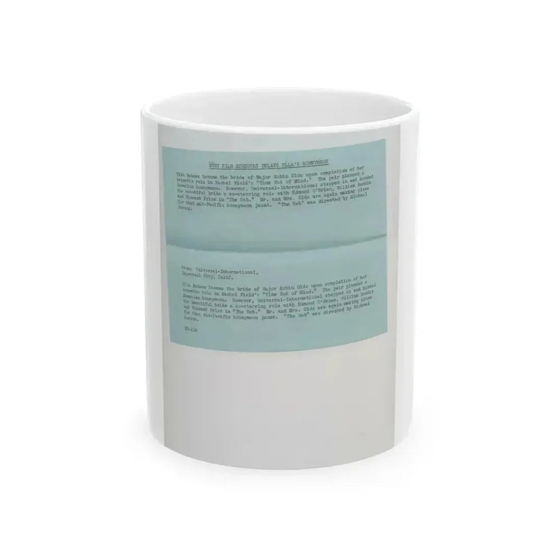 Ella Raines #214 (Vintage Female Icon) White Coffee Mug 11oz - Go Mug Yourself