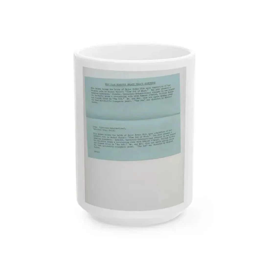 Ella Raines #214 (Vintage Female Icon) White Coffee Mug 15oz - Go Mug Yourself