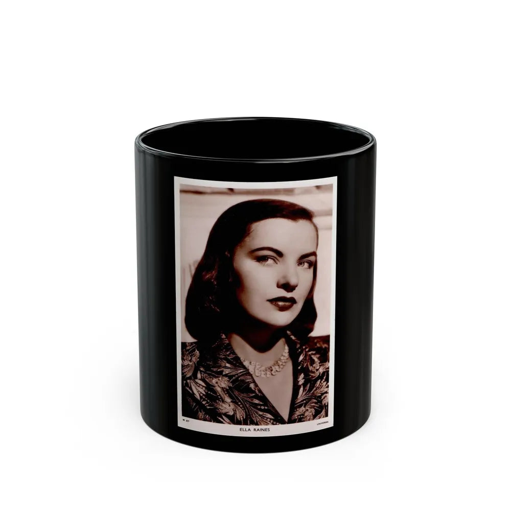 Ella Raines #85 (Vintage Female Icon) Black Coffee Mug-11oz-Go Mug Yourself