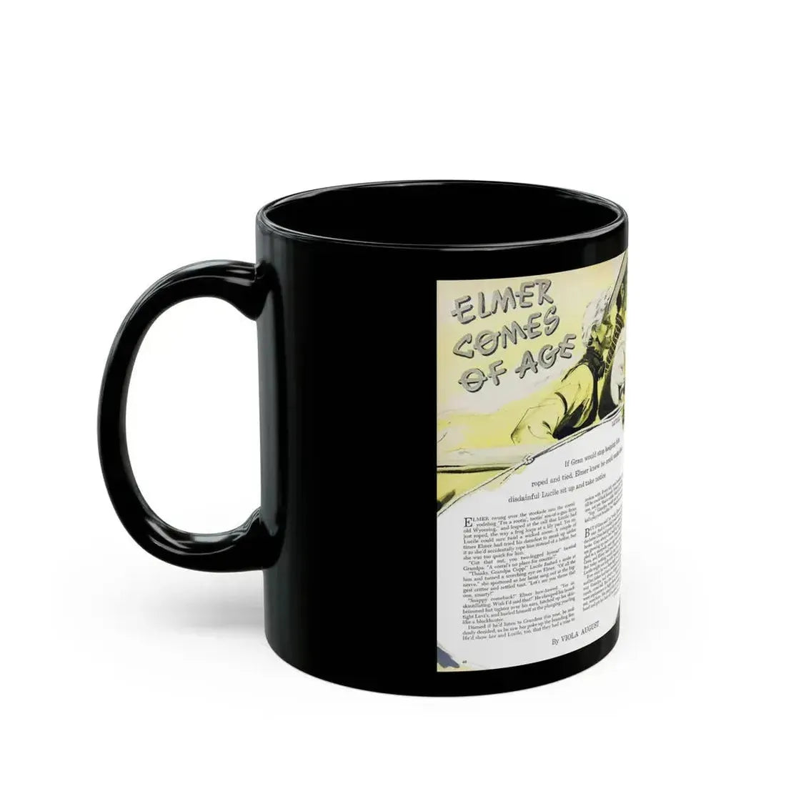 Elmer Comes of Age, Woman's Day, February 1950 - Black Coffee Mug - Go Mug Yourself