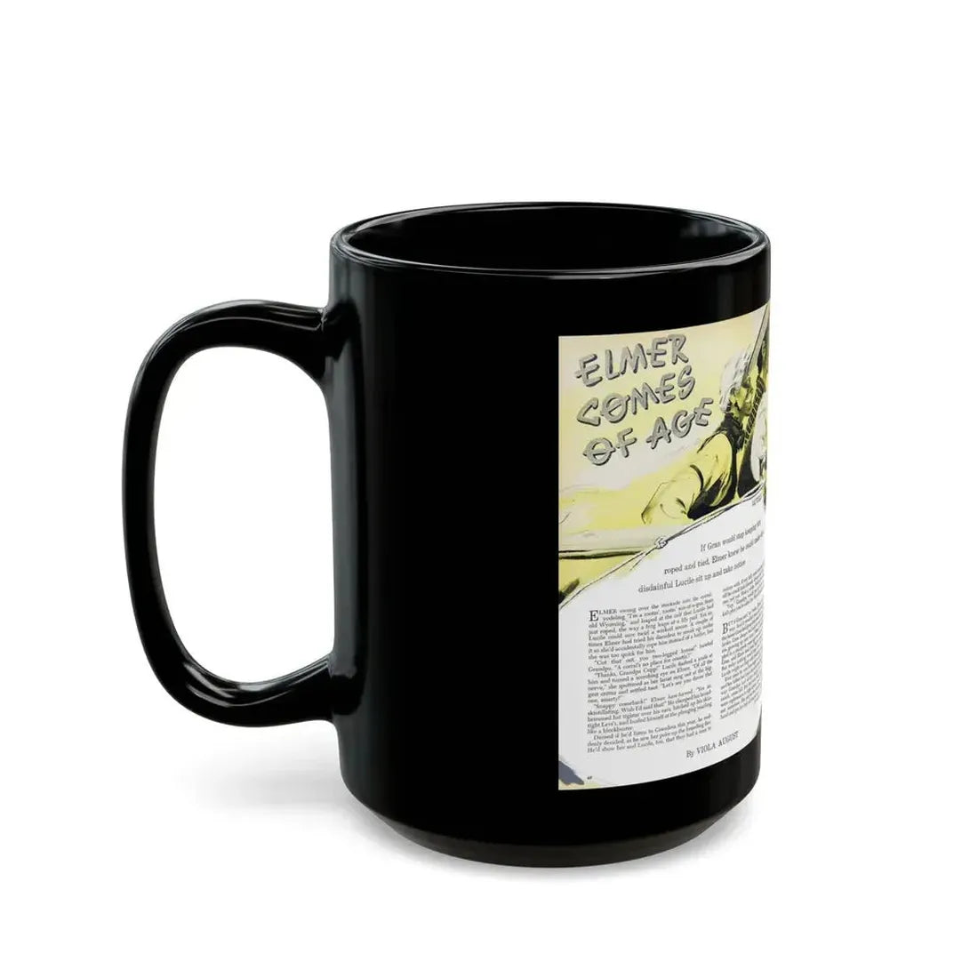 Elmer Comes of Age, Woman's Day, February 1950 - Black Coffee Mug - Go Mug Yourself