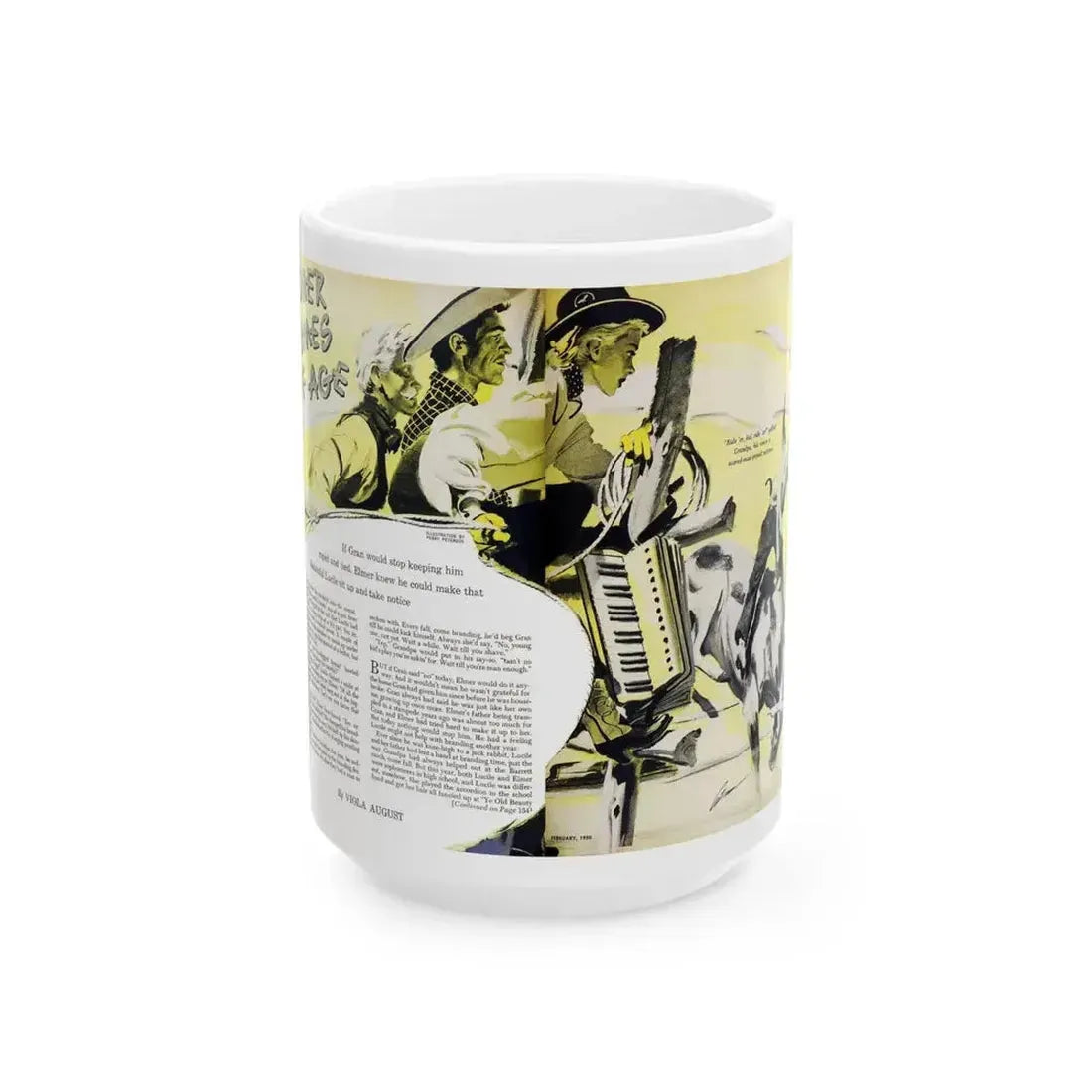 Elmer Comes of Age, Woman's Day, February 1950 - White Coffee Mug 15oz - Go Mug Yourself