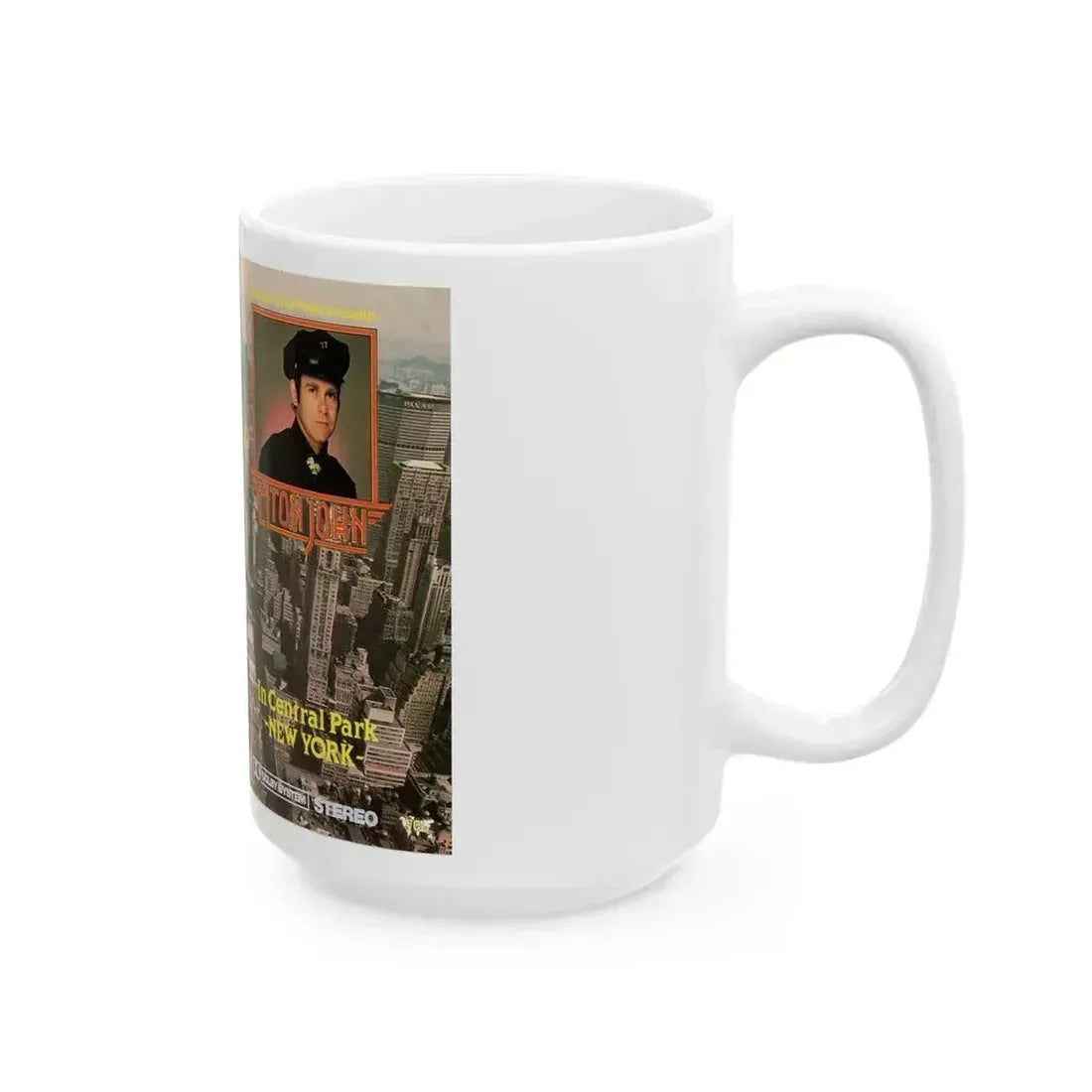 ELTON JOHN IN CENTRAL PARK NEW YORK (VHS COVER) - White Coffee Mug - Go Mug Yourself
