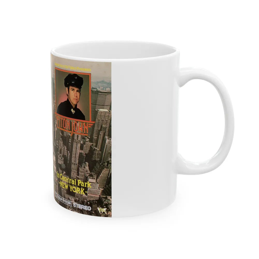 ELTON JOHN IN CENTRAL PARK NEW YORK (VHS COVER) - White Coffee Mug-Go Mug Yourself