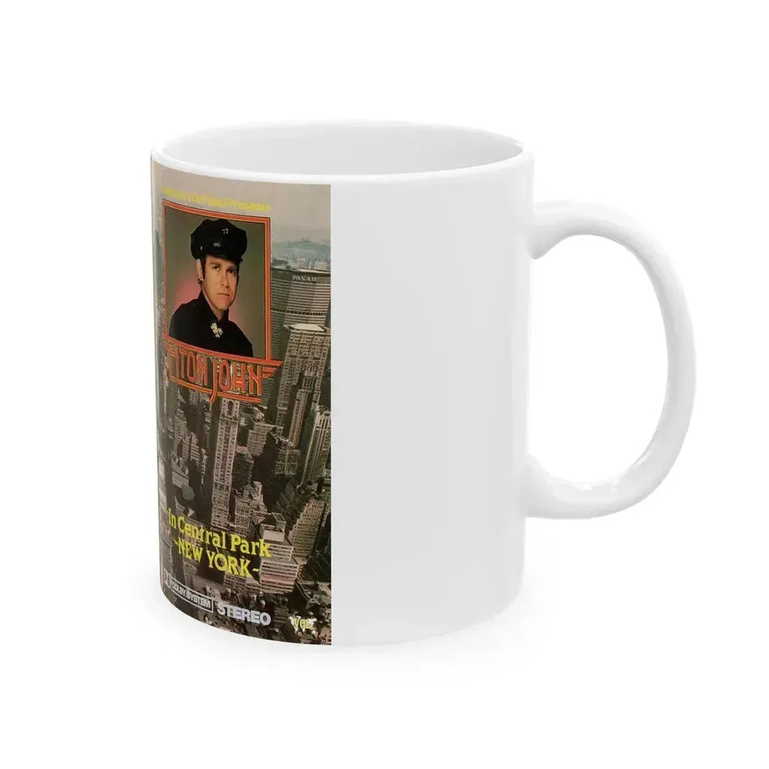 ELTON JOHN IN CENTRAL PARK NEW YORK (VHS COVER) - White Coffee Mug - Go Mug Yourself
