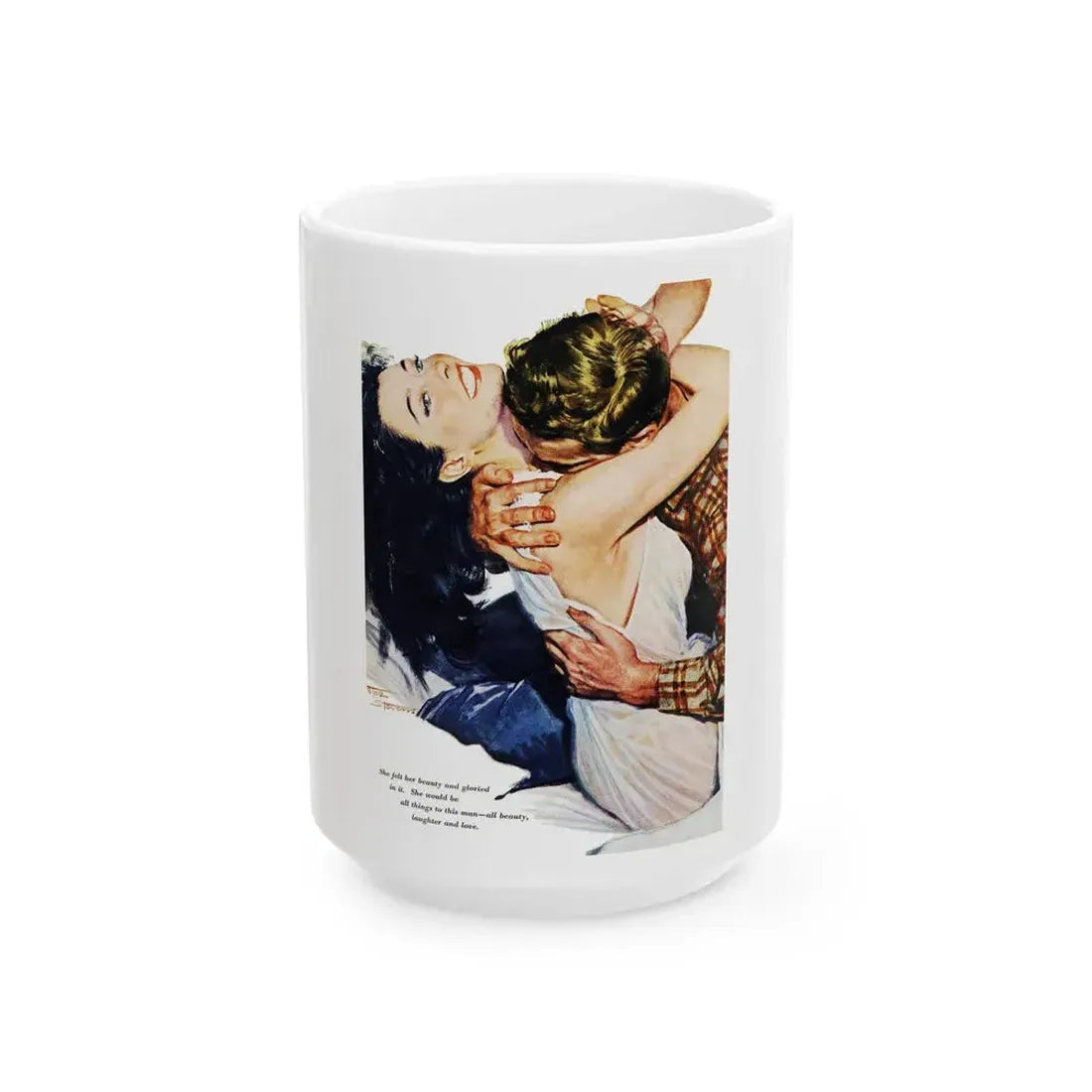 Elusive Beauty, Redbook, July 1955 - White Coffee Mug 15oz - Go Mug Yourself