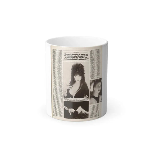 Elvira, Mistress Of The Dark #169 - B&W Photos & Article (Vintage Female Icon) Color Changing Coffee Mug 11oz - Go Mug Yourself