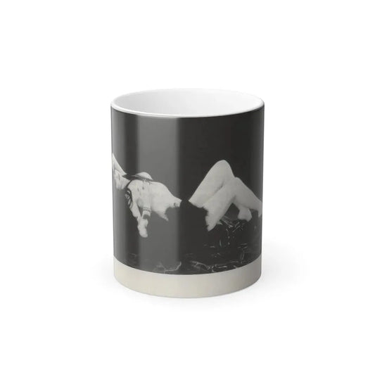 Elvira, Mistress Of The Dark #179 - B&W Half Naked Magazine Clipping (Vintage Female Icon) Color Changing Coffee Mug 11oz - Go Mug Yourself