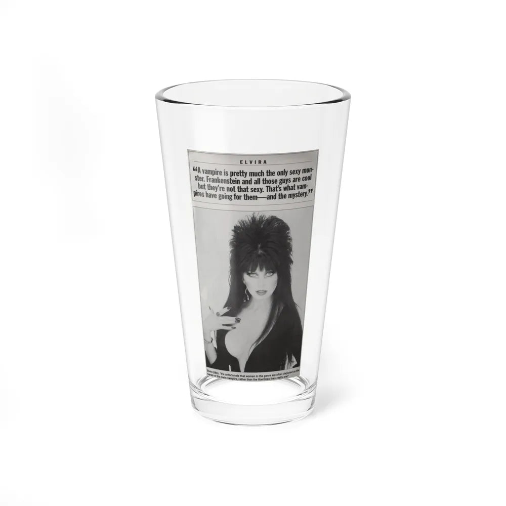 Elvira, Mistress Of The Dark #180 - B&W Magazine Clipping with, Captions (Vintage Female Icon) Pint Glass 16oz-16oz-Go Mug Yourself