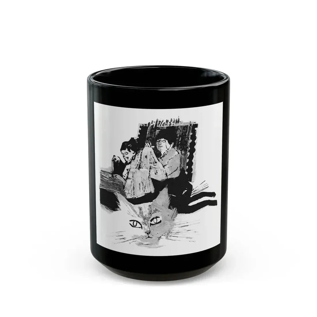 Em And Vi by Susan Lyle-Scott (1), Homes And Gardens magazine, 1964 - Black Coffee Mug 15oz - Go Mug Yourself
