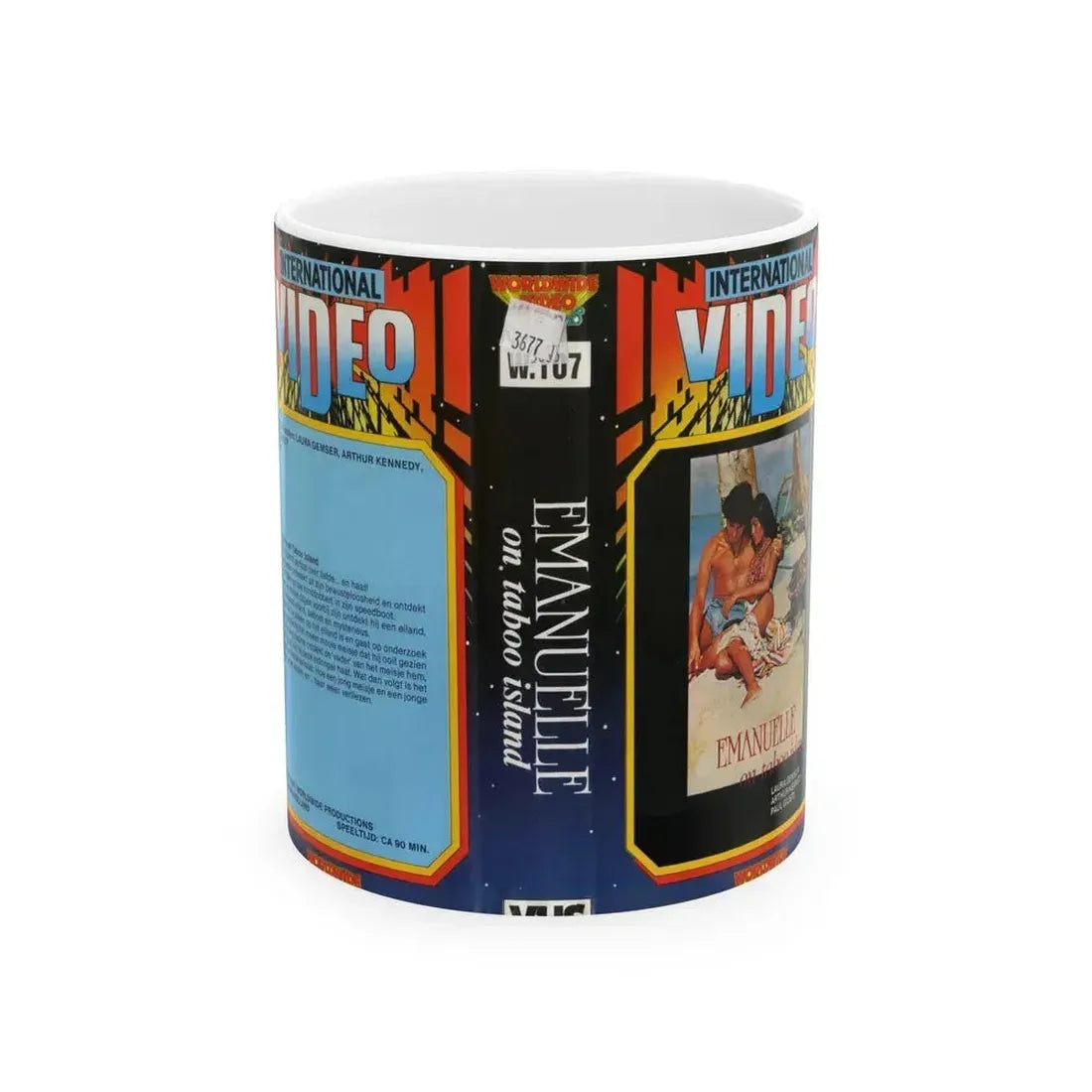 EMANUELLE ON TABOO ISLAND (VHS COVER) - White Coffee Mug 11oz - Go Mug Yourself