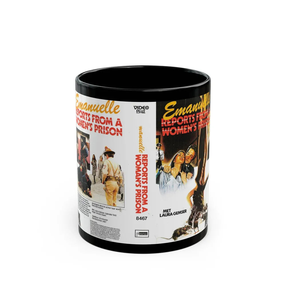 EMANUELLE REPORTS FROM A WOMENS PRISON (VHS COVER) - Black Coffee Mug-11oz-Go Mug Yourself