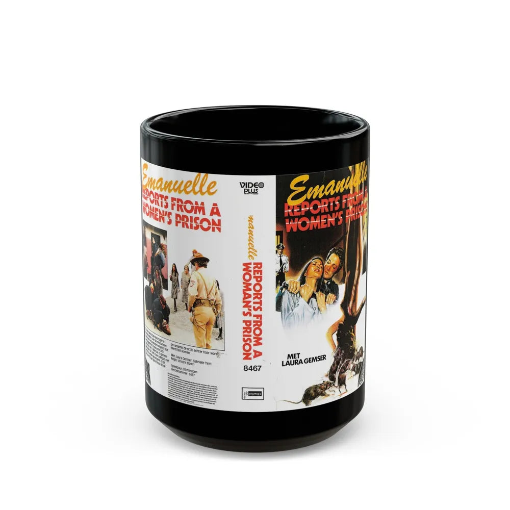 EMANUELLE REPORTS FROM A WOMENS PRISON (VHS COVER) - Black Coffee Mug-15oz-Go Mug Yourself