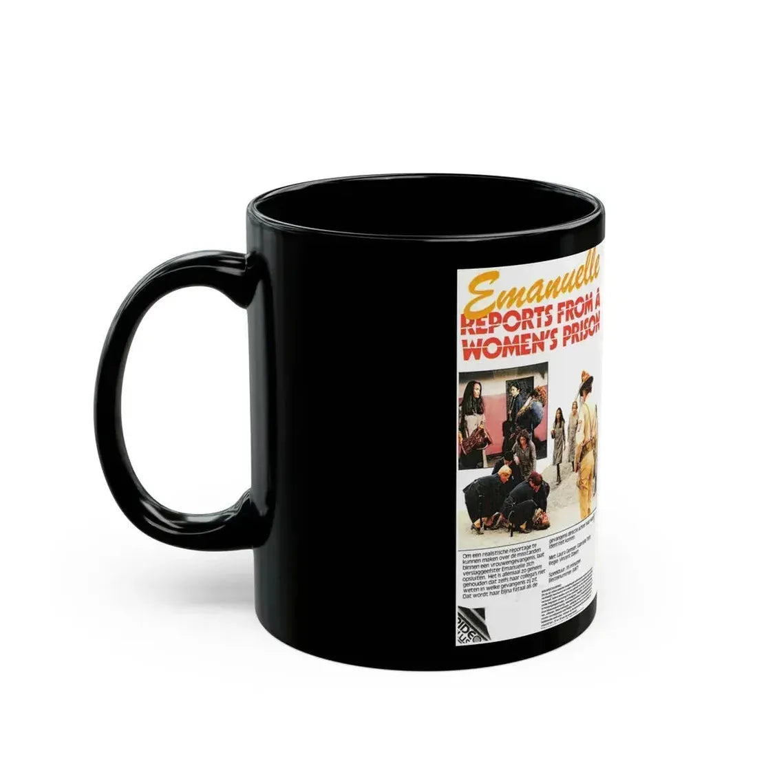 EMANUELLE REPORTS FROM A WOMENS PRISON (VHS COVER) - Black Coffee Mug - Go Mug Yourself