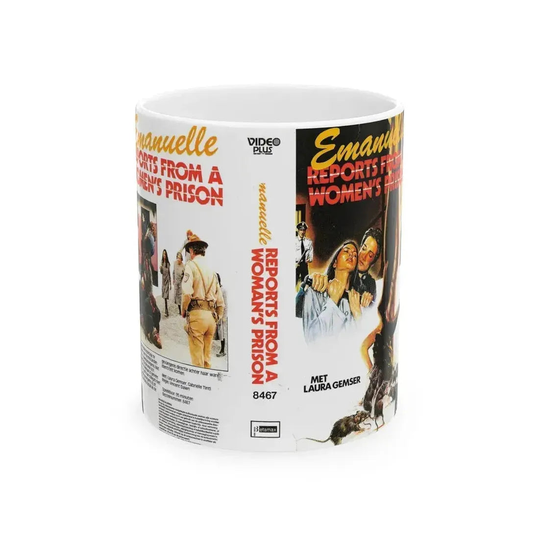 EMANUELLE REPORTS FROM A WOMENS PRISON (VHS COVER) - White Coffee Mug 11oz - Go Mug Yourself