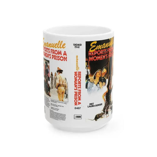 EMANUELLE REPORTS FROM A WOMENS PRISON (VHS COVER) - White Coffee Mug 15oz - Go Mug Yourself